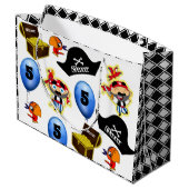 海賊パーソナライズされた誕生日 ラージペーパーバッグ (裏面アングル)