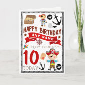 海賊パーソナライズされた財宝誕生日 カード (正面)