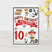 海賊パーソナライズされた財宝誕生日 カード (黄色い花)