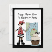 海賊パーティの招待状 インビテーションポストカード (正面/裏面)