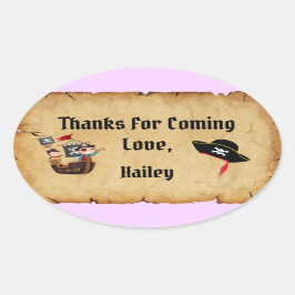 海賊パーティーサンキューステッカー 楕円形シール