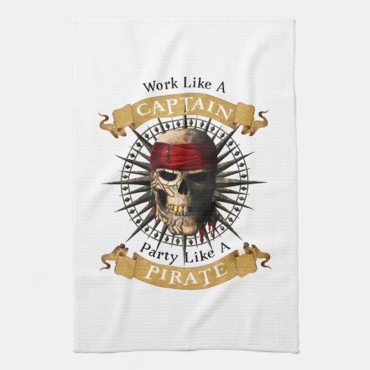 海賊パーティージョルのように船長のように働く キッチンタオル (縦)