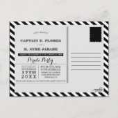 海賊パーティーセンターストライプスカル インビテーションポストカード (裏面)