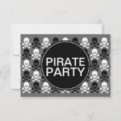 海賊パーティーセンターストライプスカル 招待状 (正面)