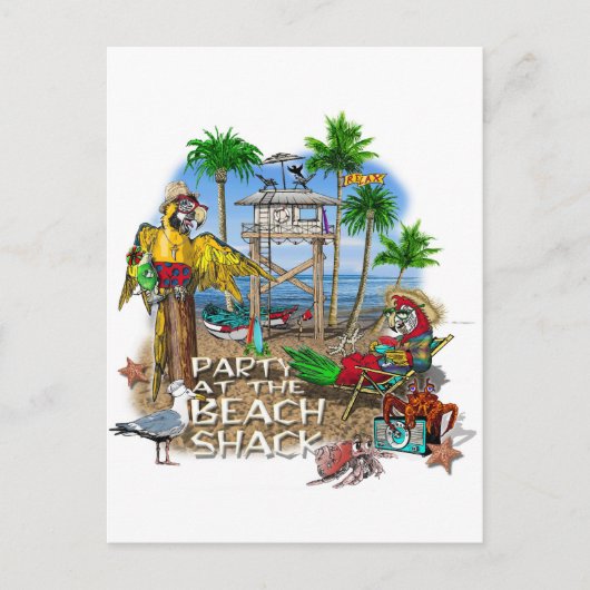 海賊パーティーパロッツパーティー インビテーションポストカード (正面)