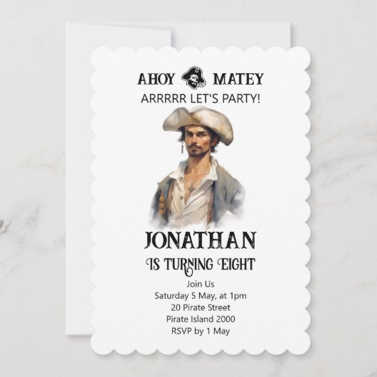海賊パーティーボーイ誕生日招待状 招待状 (正面)