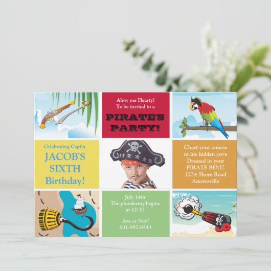 海賊パーティー写真誕生日招待状 招待状 (スタンド正面)