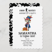 海賊パーティー誕生日ガールトレジャー招待状 招待状 (正面/裏面)