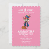 海賊パーティー誕生日ピンクガール招待状 招待状 (正面)