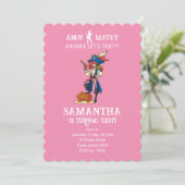 海賊パーティー誕生日ピンクガール招待状 招待状 (スタンド正面)