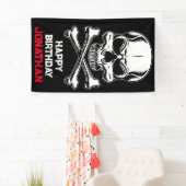 海賊パーティー誕生日船のスカル 横断幕 (インサイチュ)