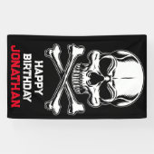 海賊パーティー誕生日船のスカル 横断幕 (横)