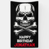 海賊パーティー誕生日船のスカル 横断幕 (縦)