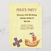 海賊パーティー パーソナライズされた 招待状 (正面/裏面)