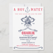 海賊ピンクをテーマにした誕生日パーティー 招待状 (正面)