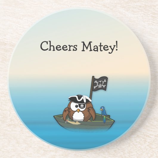 海賊フクロウ – ホームデコール コースター (正面)