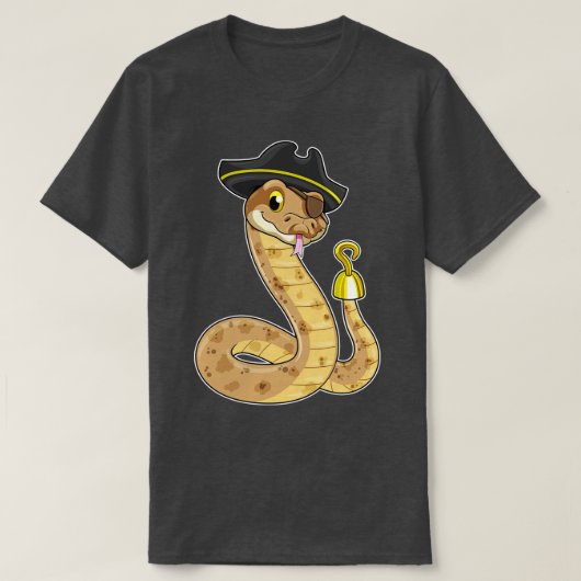 海賊フックの手の目のパッチとしてのヘビ Tシャツ (デザイン正面)