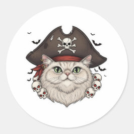 海賊ペルシャ – Halloween Cat Pirate ラウンドシール