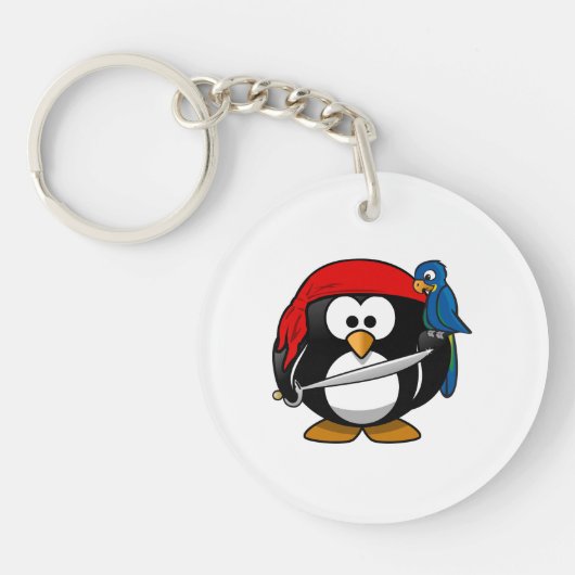 海賊ペンギンのかわいい芸術 キーホルダー (正面)