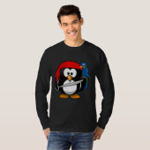 海賊ペンギン動物と面白いシャツ漫画カート Tシャツ (正面フル)