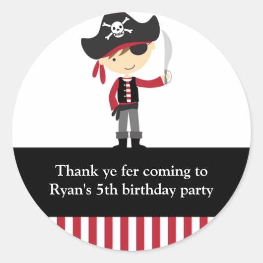 海賊ボーイのステッカー ラウンドシール (正面)