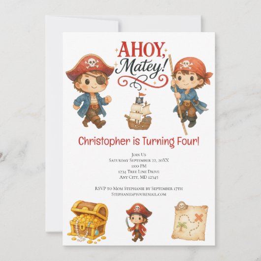 海賊ボーイズ4thバースデーカワイイトレンディー 招待状 (正面)