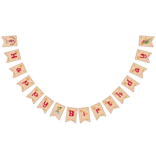 海賊ボーイトレジャーマップおもしろい誕生日パーティー バンティングフラッグ (全)