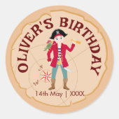 海賊ボーイトレジャーマップおもしろい誕生日パーティー ラウンドシール (正面)