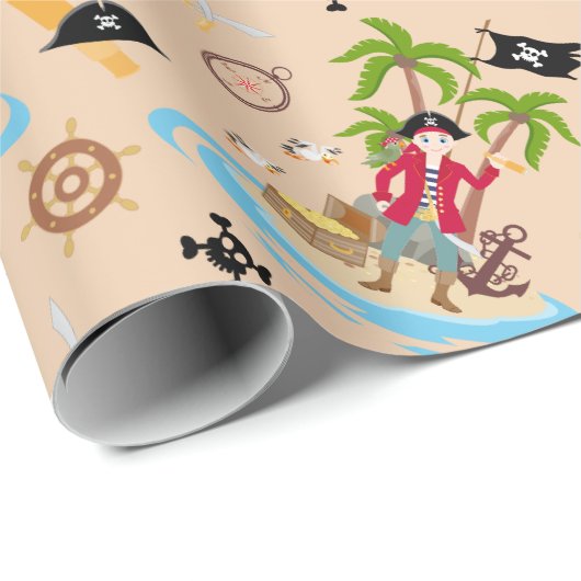 海賊ボーイトレジャーマップおもしろい誕生日パーティー ラッピングペーパー (ロールコーナー)