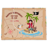 海賊ボーイトレジャーマップおもしろい誕生日パーティー ラージペーパーバッグ (正面)