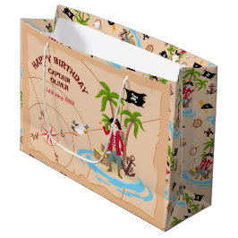 海賊ボーイトレジャーマップおもしろい誕生日パーティー ラージペーパーバッグ