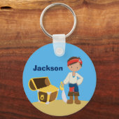 海賊ボーイビーチ夏かわいいキッズモノグラムブルー キーホルダー (正面)