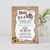 海賊ボーイベビーシャワーヴィンテージ宝物地図 招待状 (スタンド正面)