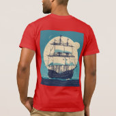 海賊ミニマルキャラクターTシャツデザイン Tシャツ (裏面)