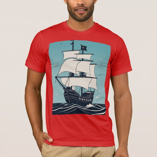 海賊ミニマルキャラクターTシャツデザイン Tシャツ (正面)