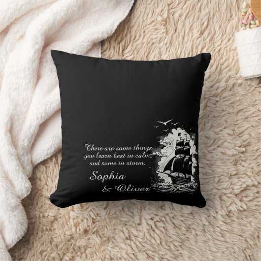 海賊モダン船やる気を起こさせる引用文ホワイト文字 クッション (ブランケット)