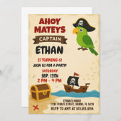 海賊モダン誕生日招待状 招待状 (正面/裏面)