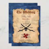 海賊ユニークスカル及び剣結婚式招待状 招待状 (正面/裏面)