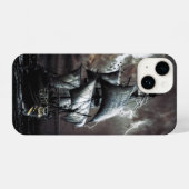 海賊ヴィンテージセーリングシップ夜嵐の空 iPhoneケース (裏面横)