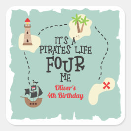 海賊人生最高!4歳の誕生日 スクエアシール
