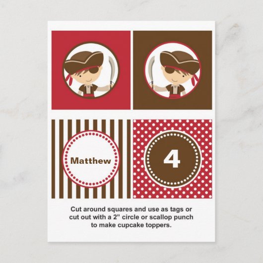 海賊入りカップケーキトッパー ポストカード (正面)