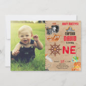 海賊初誕生日男の子1歳の誕生日と写真 招待状 (正面)