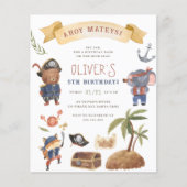 海賊動物予算の誕生日パーティーへの招待 (正面)