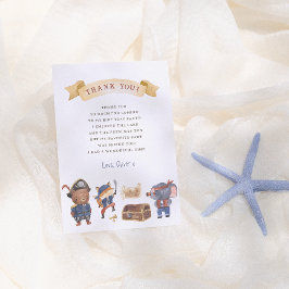 海賊動物少年の誕生日パーティー サンキューカード