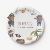 海賊動物少年の誕生日パーティー ペーパープレート (正面)