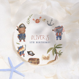 海賊動物少年の誕生日パーティー ペーパープレート