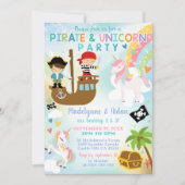 海賊及びユニコーン招待状ボーイガール兄弟姉妹 招待状 (正面)