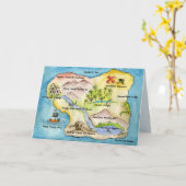 海賊地図の挨拶状 カード (黄色い花)