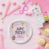 海賊地図ピンク誕生日 ペーパープレート (パーティー)