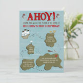 海賊地図誕生日パーティーの招待 招待状 (スタンド正面)
